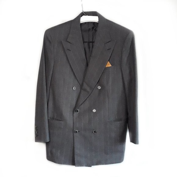 BRIONI men's suit 100% wool double breasted grey - Picture 16 of 16